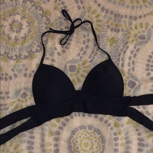 Navy blue wrap bikini top